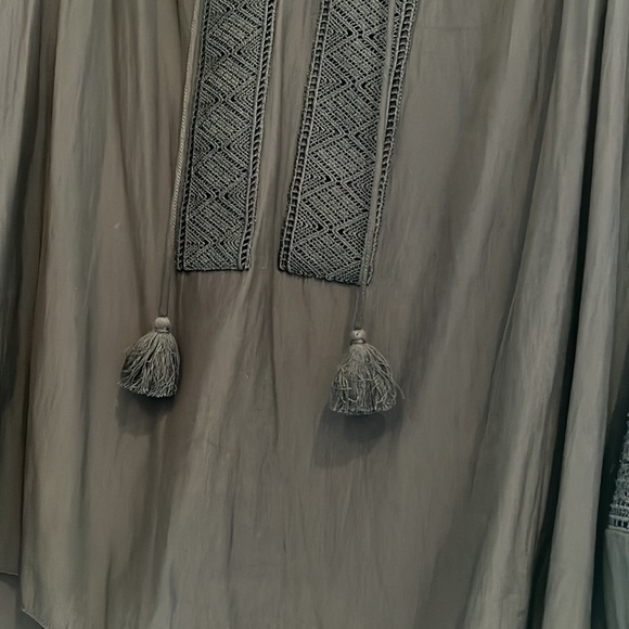 RAMY BROOK navy silk blouse with open crochet detail - Picture 6 of 7